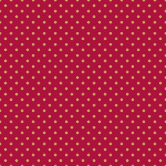 Luxury shiny golden polka dots seamless pattern on red background