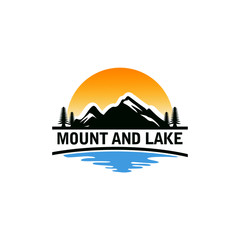 Fototapeta na wymiar Mountain Lake Logo Nature Landscape Stock Vector