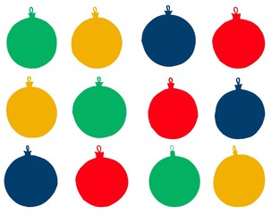 Set of balls for the Christmas tree of different colors, holiday decoration.
