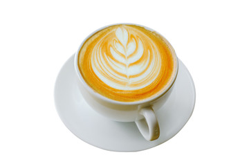 Latte art coffee on a white background