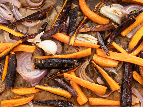 Roasted Carrot, Onions and Garlic