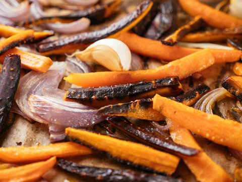 Roasted Carrot, Onions and Garlic