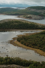 Kuzova Island archipelago in the White Sea, view from the top of the island German Kuzov