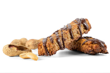 Cereal bars with peanuts and chocolate