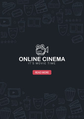 Hand draw Cinema doodle background. Movie Time.