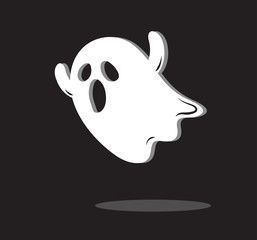 Halloween Ghost monster with Scary, Spooky face. For scary October holiday, flat vector isolated icon