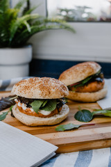 Two vegetarian burger