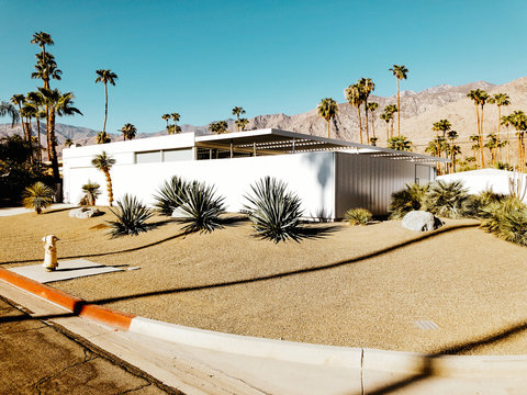 Minimalist California Architecture on Sunny Summer Morning