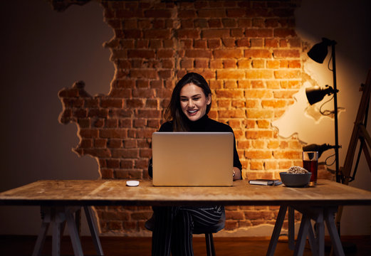 Young beautiful woman working on a computer