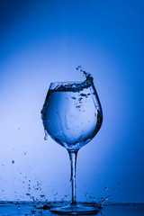 glass, drink, wine, alcohol, water, blue, wineglass, isolated, empty, liquid, beverage, clean, white, transparent, clear, crystal, bar, goblet, cold, celebration, drop, reflection, single, bocal, blac