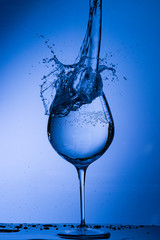 glass, drink, wine, alcohol, water, blue, wineglass, isolated, empty, liquid, beverage, clean, white, transparent, clear, crystal, bar, goblet, cold, celebration, drop, reflection, single, bocal, blac