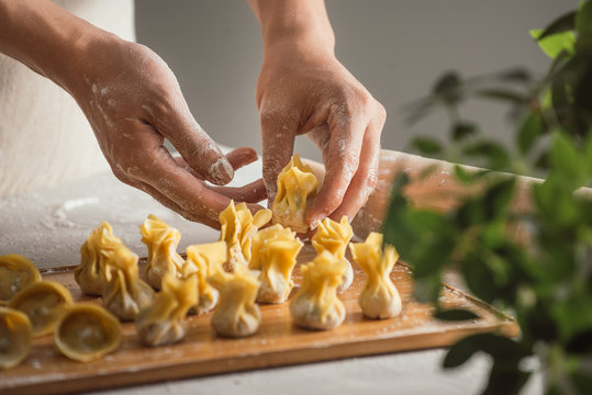 Preparation of making wonton wrappers / dumplings
