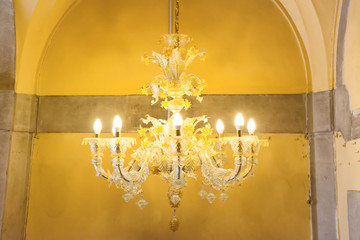 Crystal luxury chandelier in retro interior