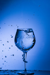 glass, drink, wine, alcohol, water, blue, wineglass, isolated, empty, liquid, beverage, clean, white, transparent, clear, crystal, bar, goblet, cold, celebration, drop, reflection, single, bocal, blac