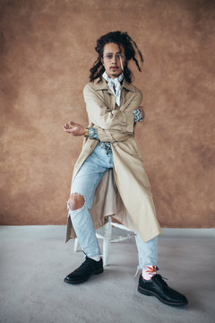 Young rasta man shot in natural light studio