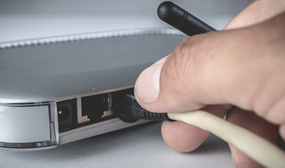 router wifi ethernet connection network port wireless closeup