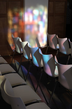 Modern chairs in a chapel