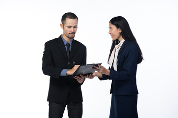 Asian business team, on white background
