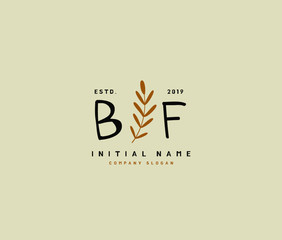 B F BF Beauty vector initial logo, handwriting logo of initial signature, wedding, fashion, jewerly, boutique, floral and botanical with creative template for any company or business.