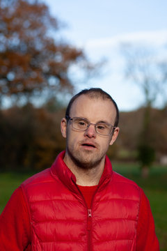 Portrait of man with down syndrome.