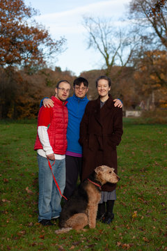 Family dog walk.