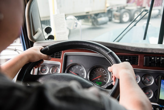Man driving truck