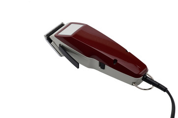 Hair clipper on a head on a white background