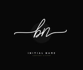 B N BN Beauty vector initial logo, handwriting logo of initial signature, wedding, fashion, jewerly, boutique, floral and botanical with creative template for any company or business.