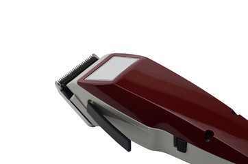 Hair clipper on a head on a white background