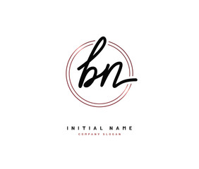 B N BN Beauty vector initial logo, handwriting logo of initial signature, wedding, fashion, jewerly, boutique, floral and botanical with creative template for any company or business.