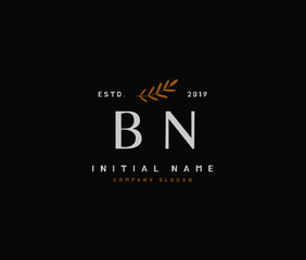 B N BN Beauty vector initial logo, handwriting logo of initial signature, wedding, fashion, jewerly, boutique, floral and botanical with creative template for any company or business.