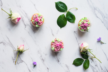 pretty cupcakes on a marble background