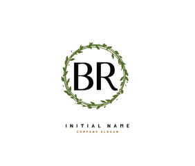 B R BR Beauty vector initial logo, handwriting logo of initial signature, wedding, fashion, jewerly, boutique, floral and botanical with creative template for any company or business.