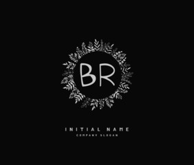 B R BR Beauty vector initial logo, handwriting logo of initial signature, wedding, fashion, jewerly, boutique, floral and botanical with creative template for any company or business.