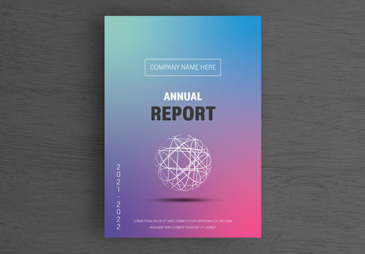 Annual Report Cover Layout with Colorful Background