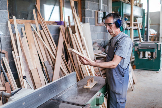Carpenter working in a workshop
