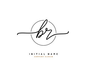 B R BR Beauty vector initial logo, handwriting logo of initial signature, wedding, fashion, jewerly, boutique, floral and botanical with creative template for any company or business.