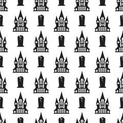 Fototapeta premium Halloween seamless pattern. Design elements for halloween party poster.