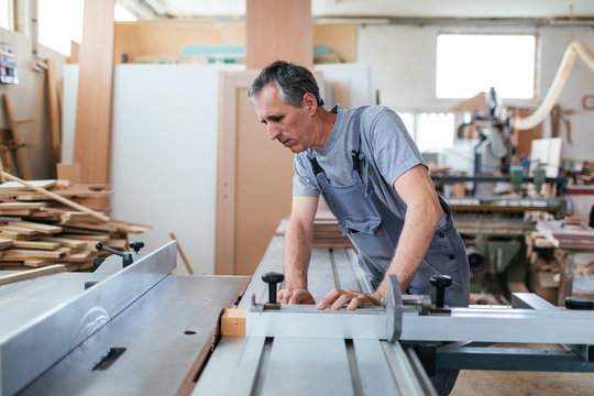 Carpenter working in a workshop
