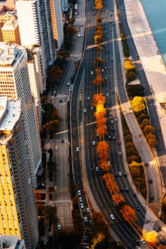 top view of the city of chicago