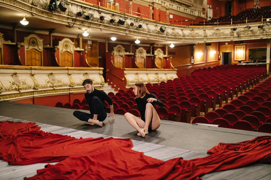 Dancers rehearsing on stage