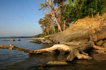 Rocky and sandy beach on Andaman islands