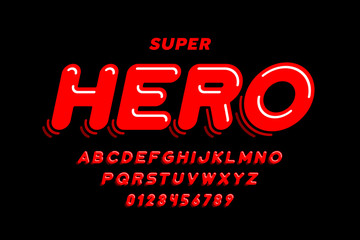 Fototapeta na wymiar Comics style font design, super hero alphabet, letters and numbers