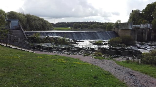 Halistenkoski rapids and dam in River Aura, Turku, Finland
