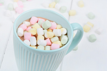 Hot chocolate with colorful marshmallows