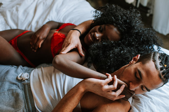 Affectionate Couple in Bed