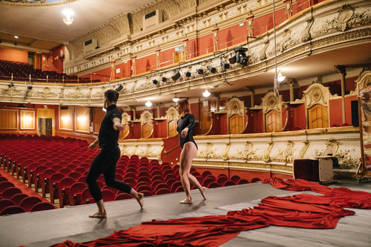 Dancers rehearsing on stage