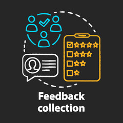 Feedback collection chalk concept icon. Customer service experience idea. Client satisfaction survey, review. Quality evaluation. Vector isolated chalkboard illustration
