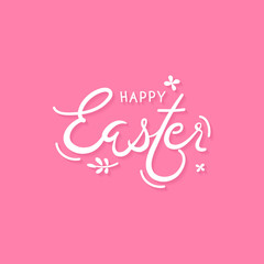 Pink Easter greeting card. Happy Easter.