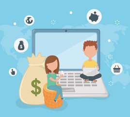 Payment online icon set design